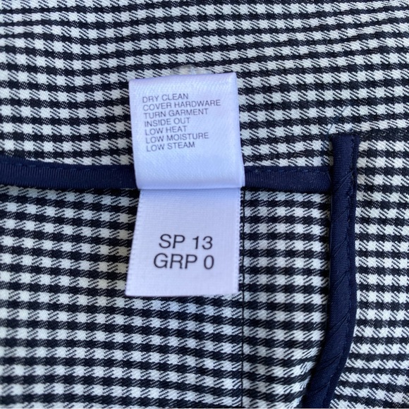ST. JOHN Yellow Label Navy & White Checkered Gingham Front Zip Up Jacket Size 14 - Picture 8 of 8